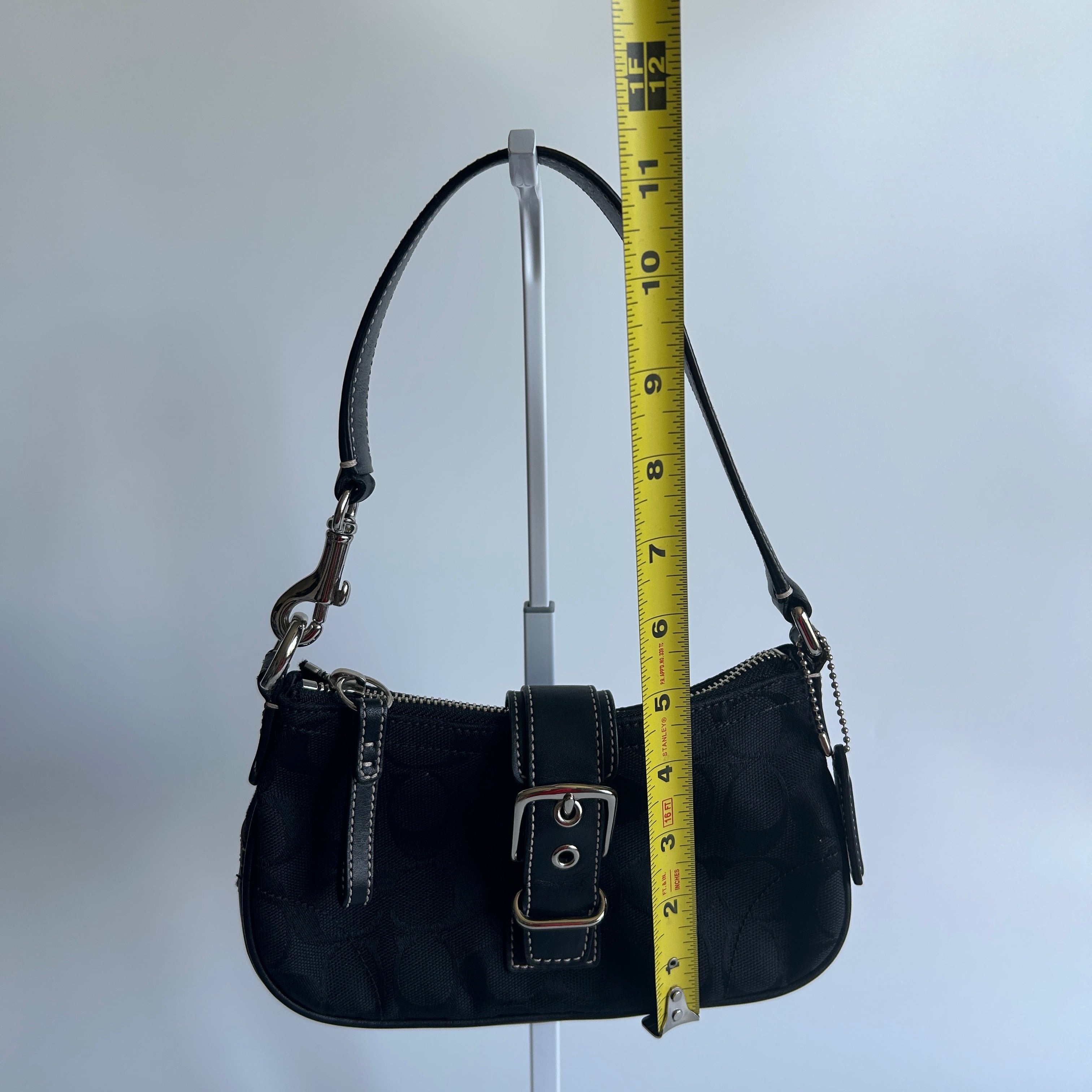 Coach Hamptons Soho Black Canvas Leather Demi Shoulder Bag Excellent