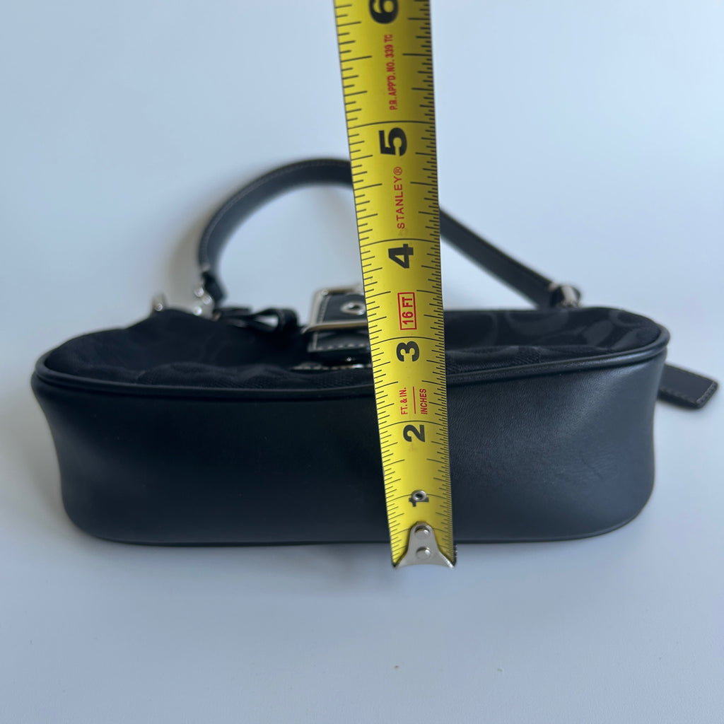 Coach Hamptons Soho Black Canvas Leather Demi Shoulder Bag Excellent