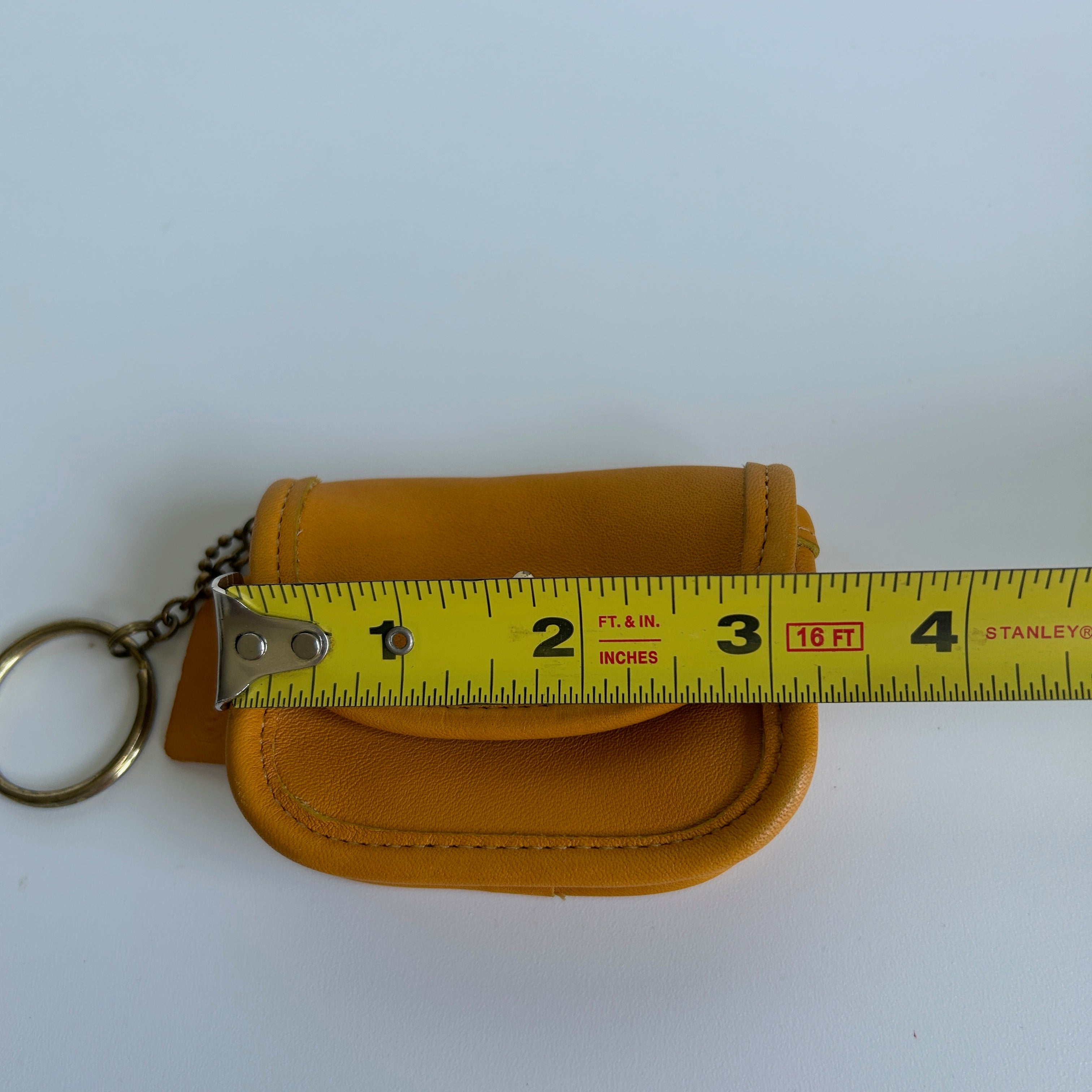 Coach Vintage Mini Pouch Mustard Yellow Leather Keychain Excellent