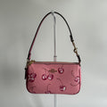 Coach Nolita 19 Pink Cherry Print Crossgrain Leather Shoulder Bag Excellent