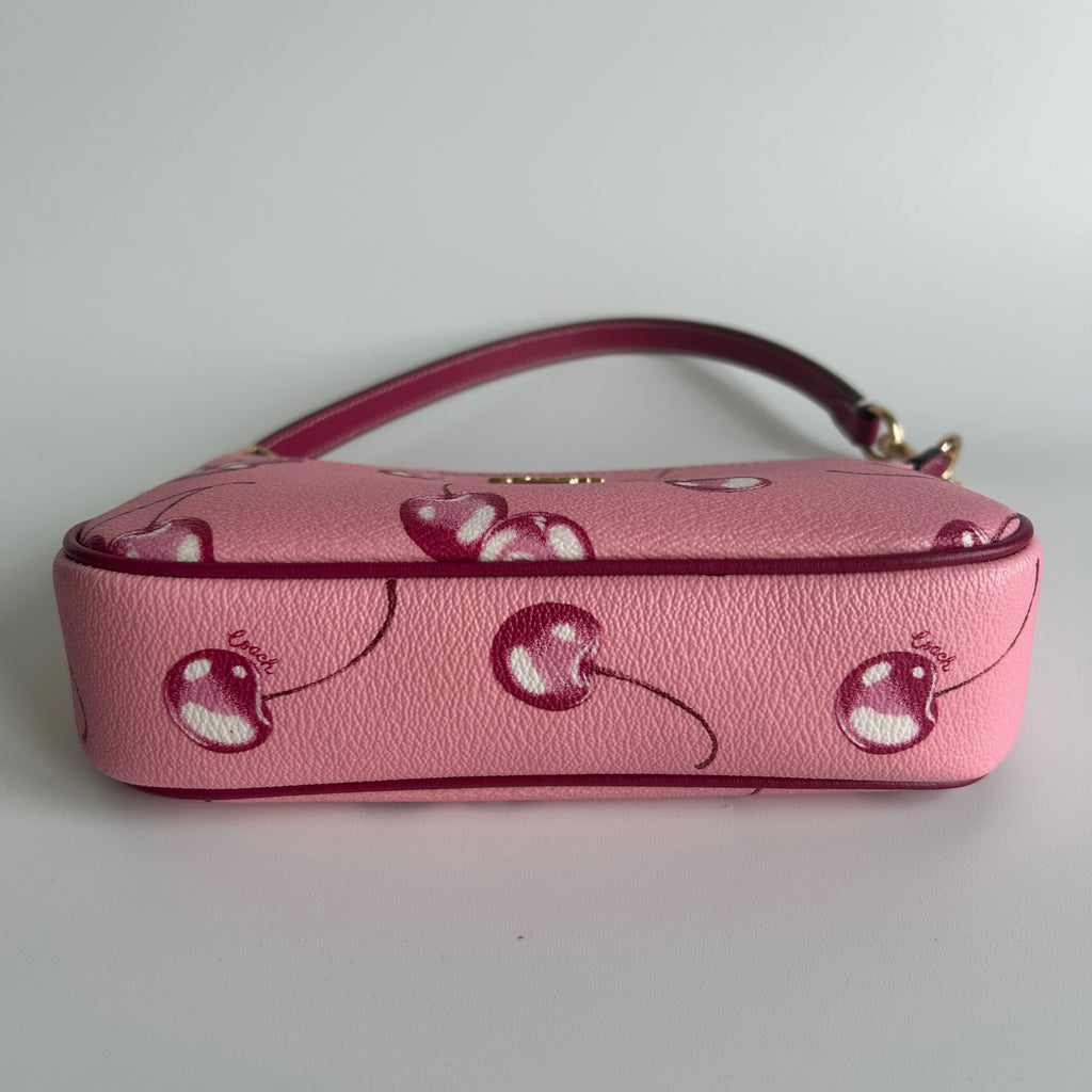 Coach Nolita 19 Pink Cherry Print Crossgrain Leather Shoulder Bag Excellent