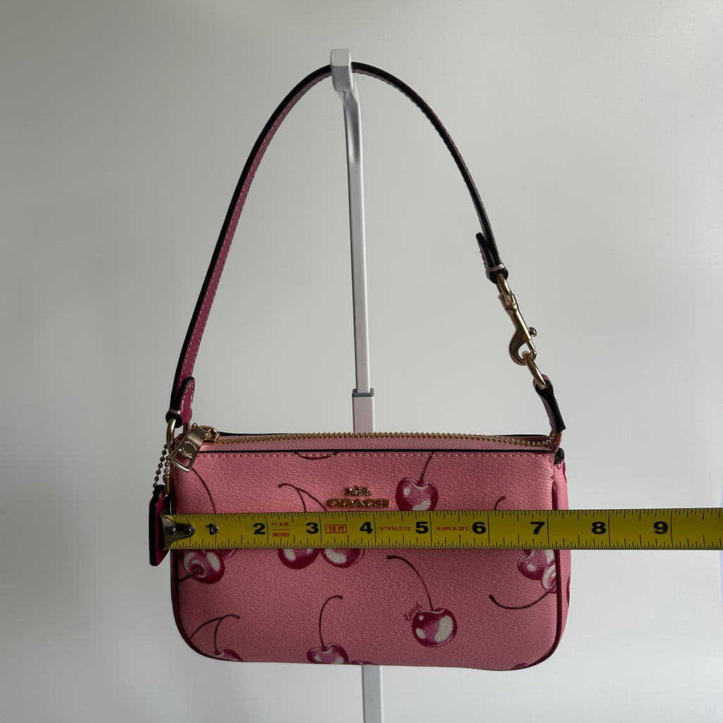 Coach Nolita 19 Pink Cherry Print Crossgrain Leather Shoulder Bag Excellent