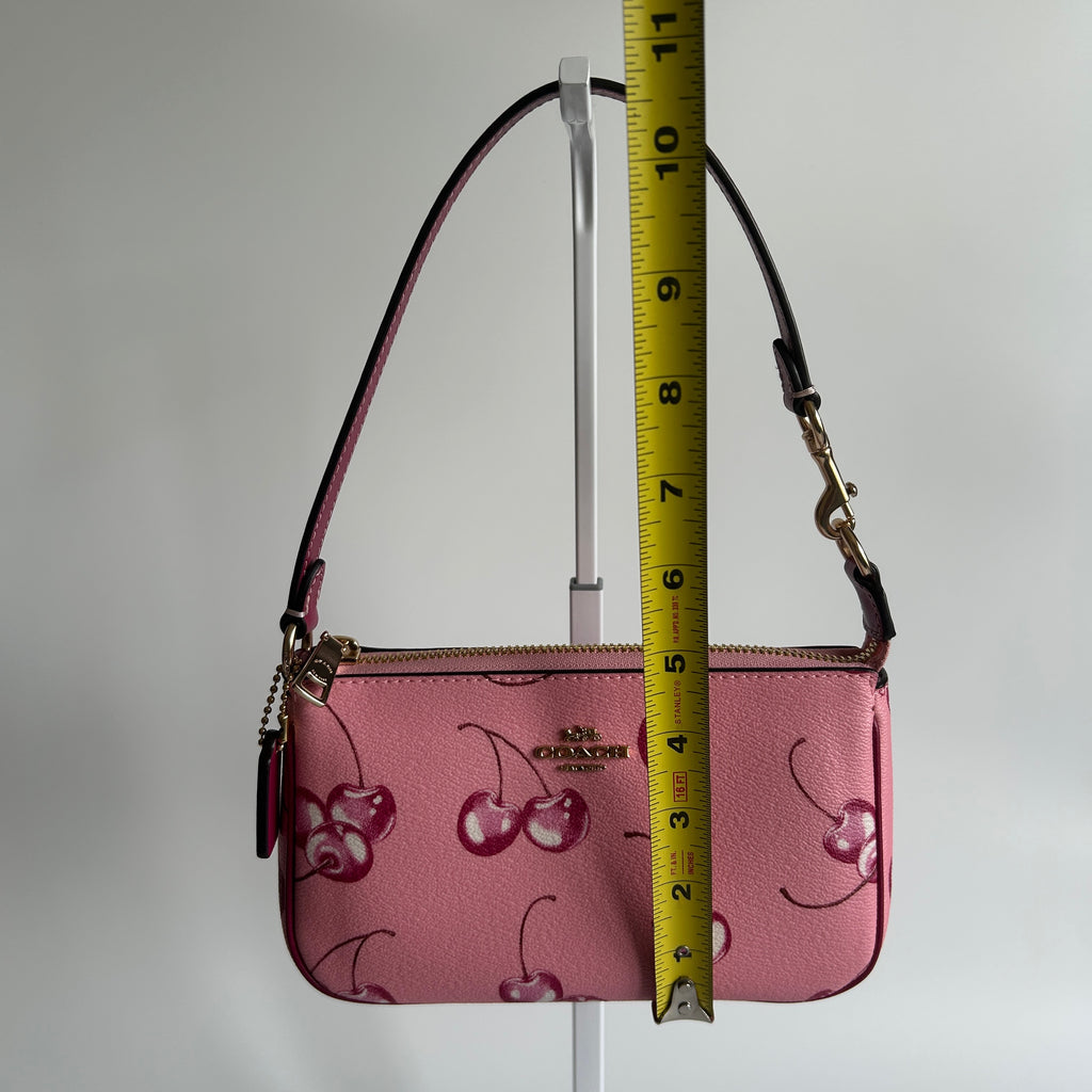 Coach Nolita 19 Pink Cherry Print Crossgrain Leather Shoulder Bag Excellent
