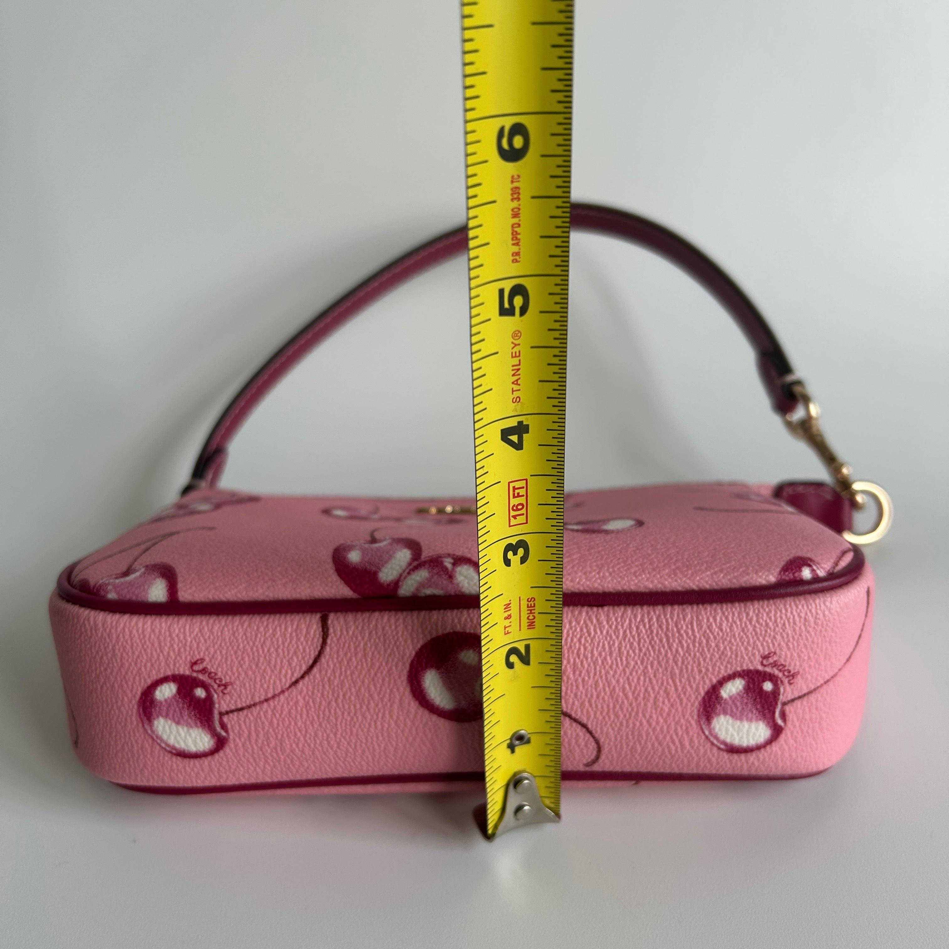 Coach Nolita 19 Pink Cherry Print Crossgrain Leather Shoulder Bag Excellent
