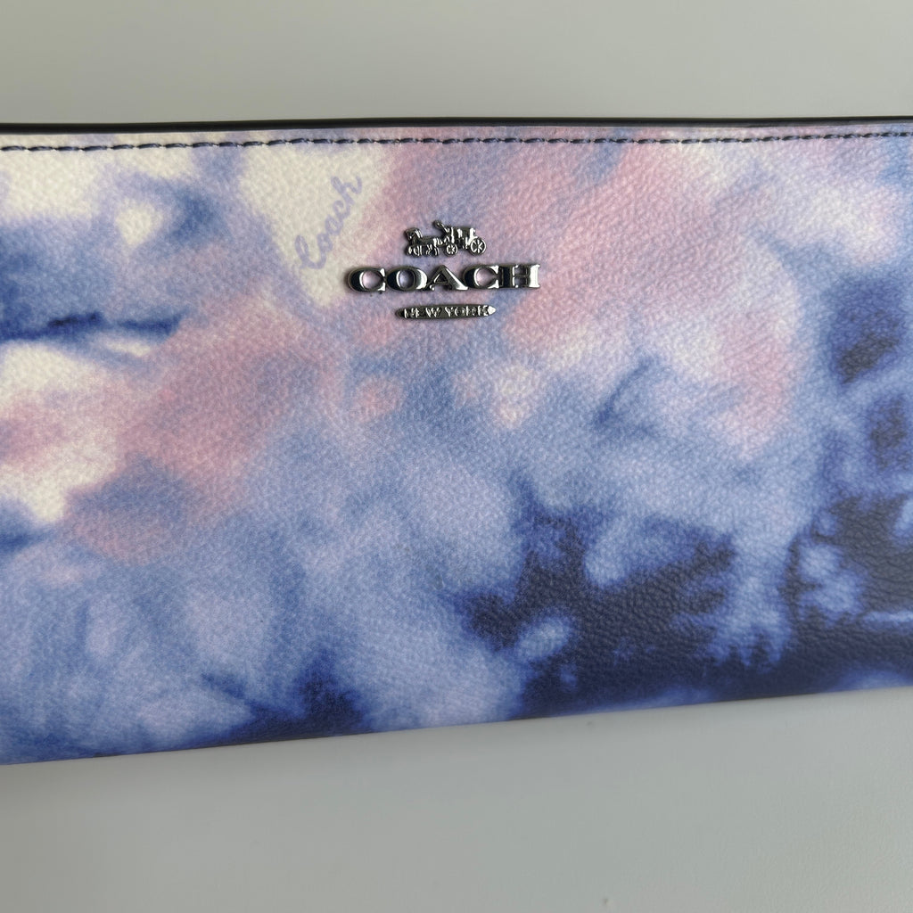 Coach Slim Envelope Wallet Blue Pink Tie Dye Coated Canvas Excellent