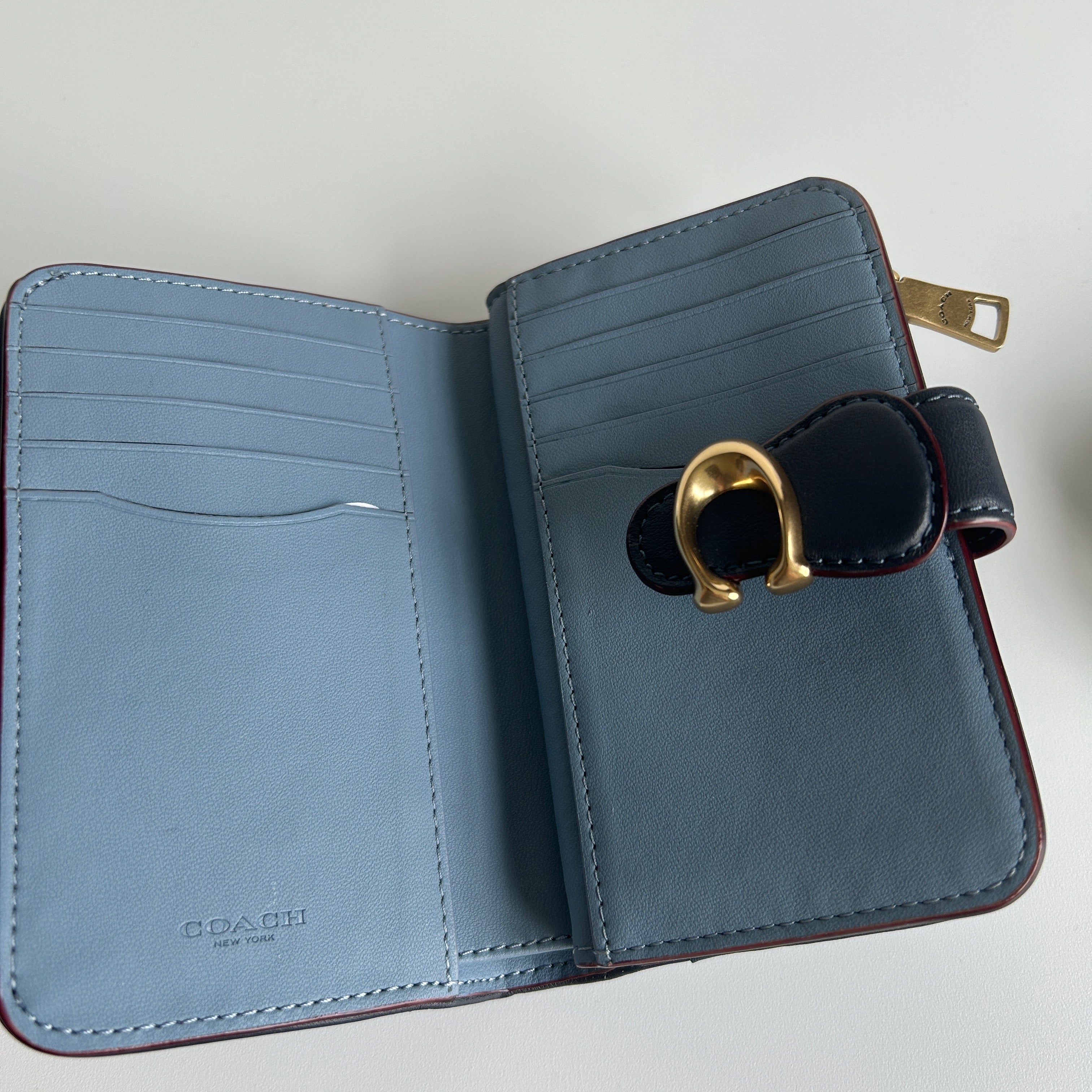 Coach Tabby Medium Wallet Chambray Blue Denim Leather Brass CA193 Excellent