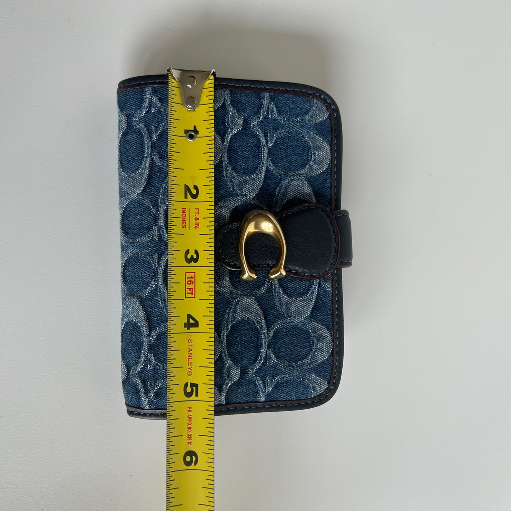 Coach Tabby Medium Wallet Chambray Blue Denim Leather Brass CA193 Excellent