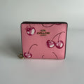 Coach Snap Wallet Pink Cherry Print Crossgrain Leather CC411 Excellent