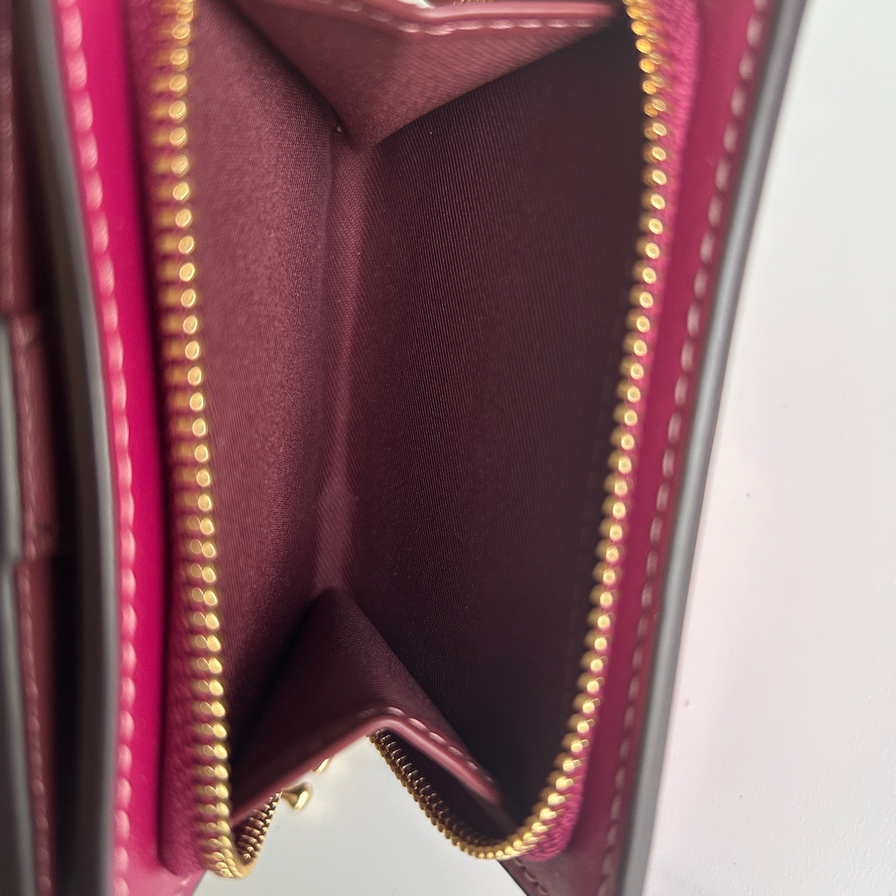 Coach Snap Wallet Pink Cherry Print Crossgrain Leather CC411 Excellent