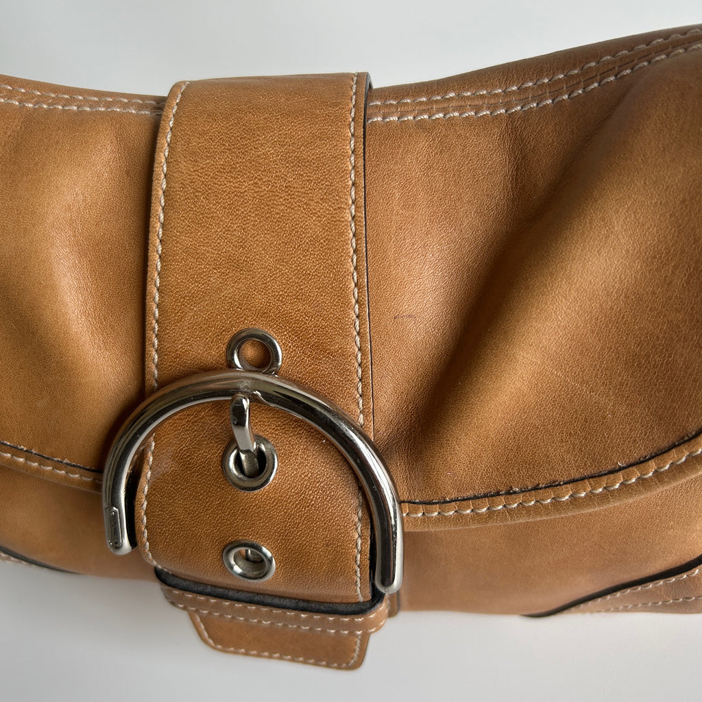 Coach Soho Tan Brown Leather Flap Shoulder Bag 9248 Good