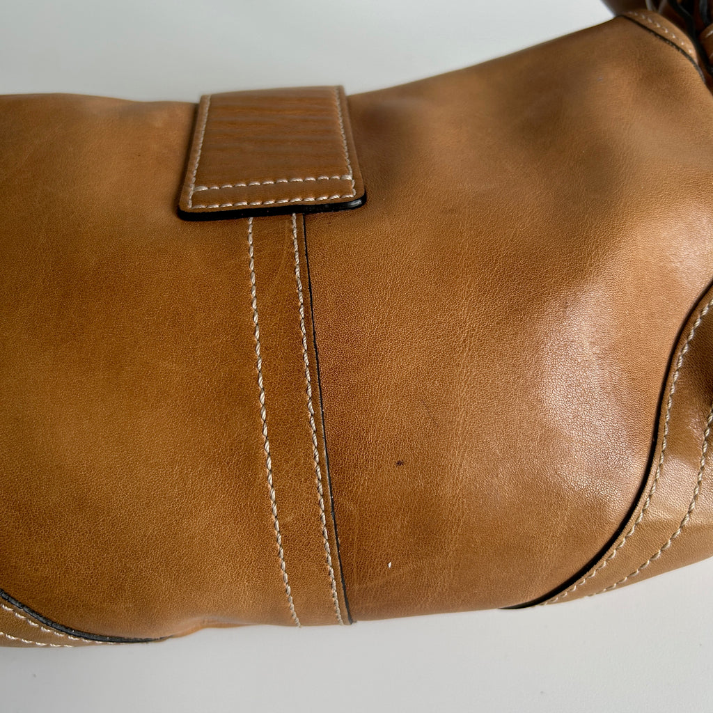 Coach Soho Tan Brown Leather Flap Shoulder Bag 9248 Good