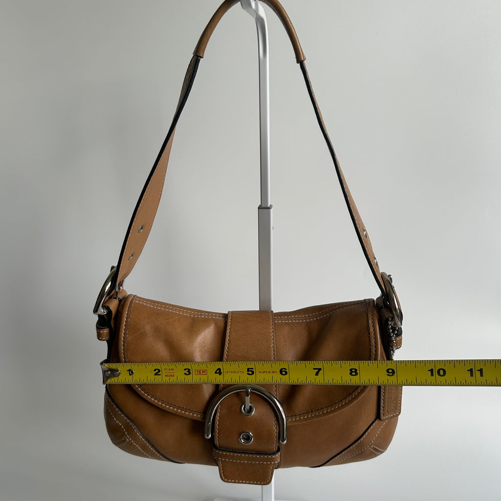 Coach Soho Tan Brown Leather Flap Shoulder Bag 9248 Good