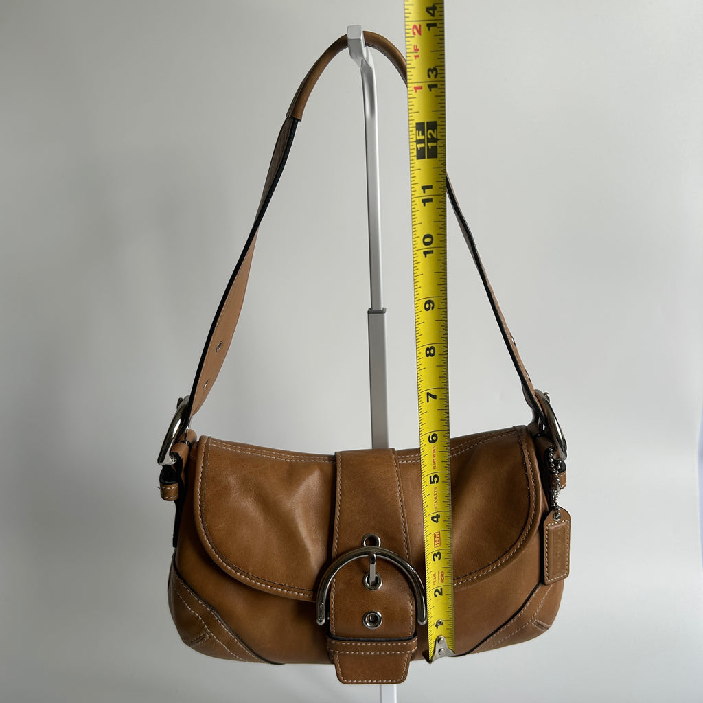 Coach Soho Tan Brown Leather Flap Shoulder Bag 9248 Good