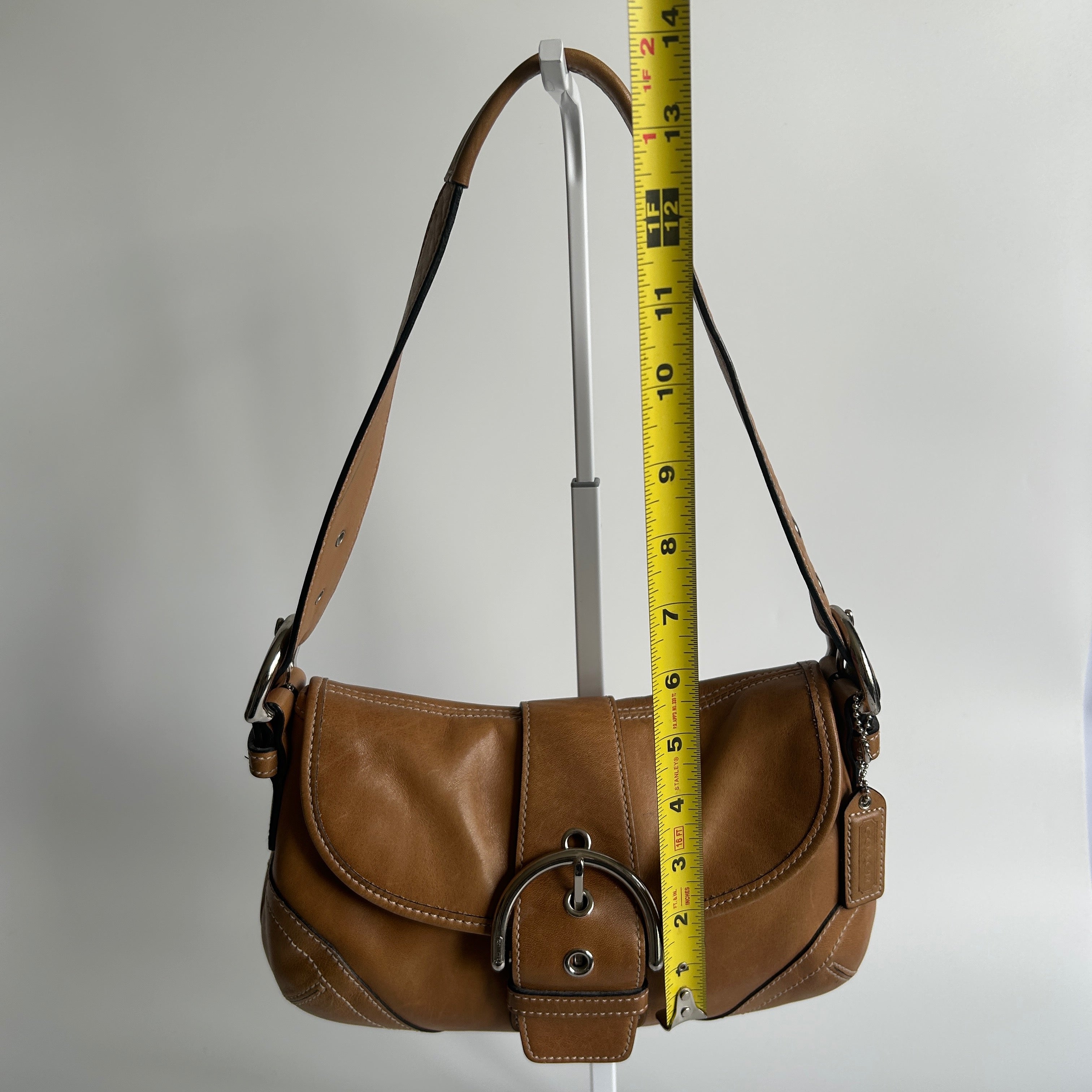 Coach Soho Tan Brown Leather Flap Shoulder Bag 9248 Good