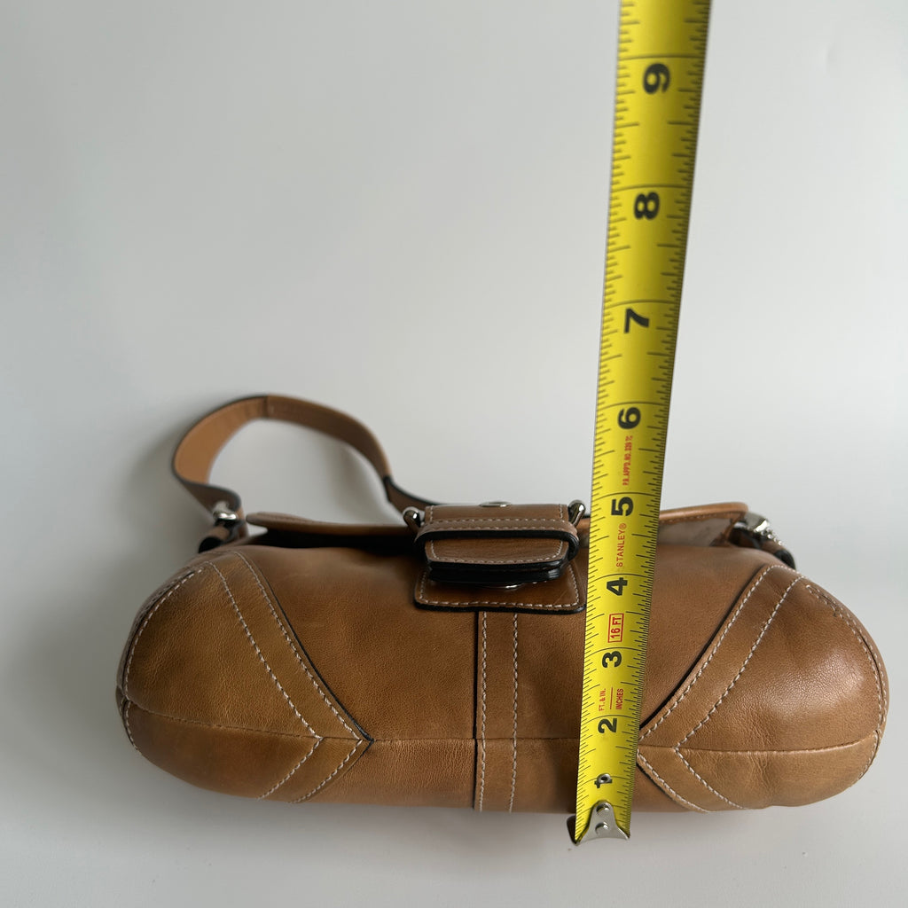 Coach Soho Tan Brown Leather Flap Shoulder Bag 9248 Good