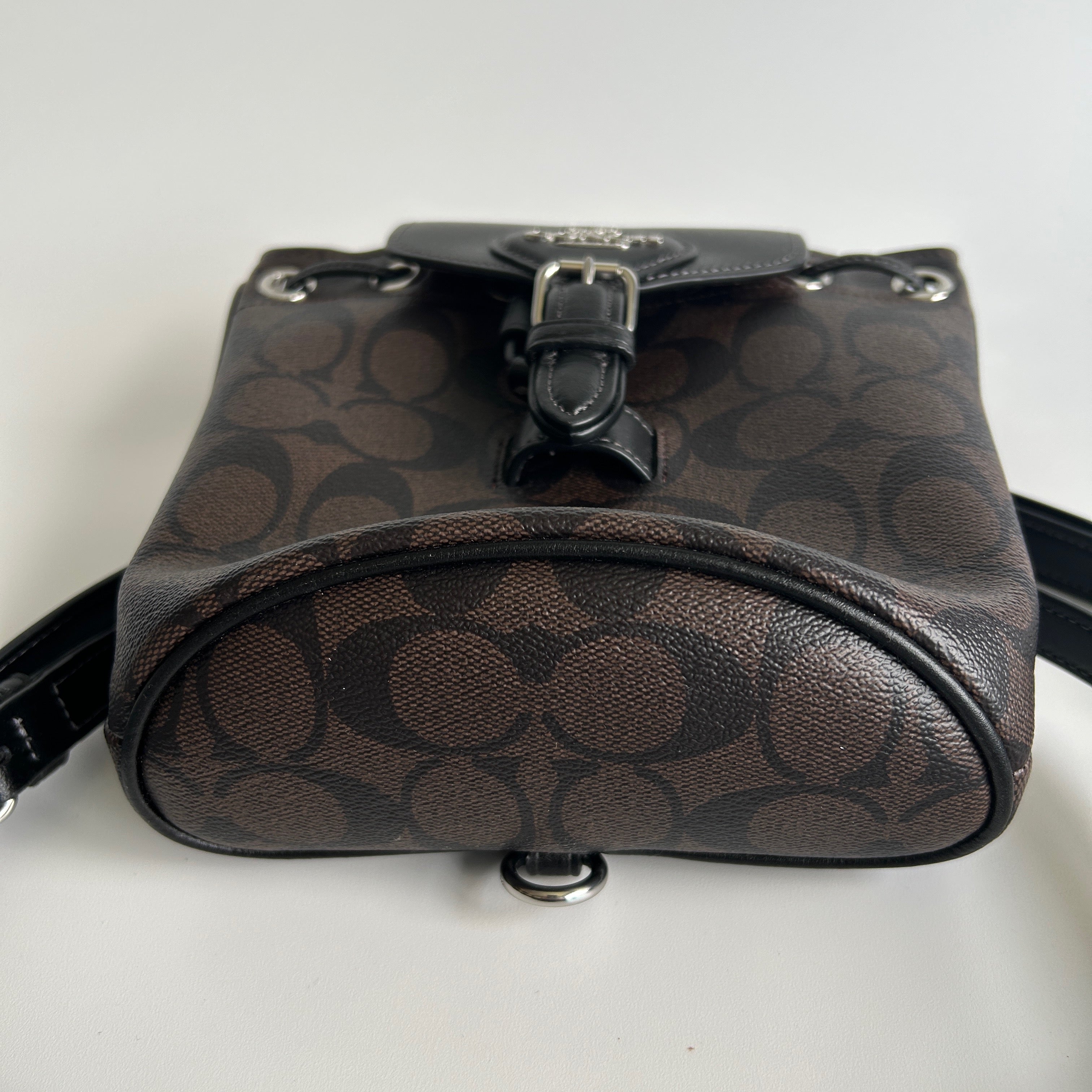 Coach Amelia Brown Black Signature Canvas Leather Convertible Backpack CL458 EX