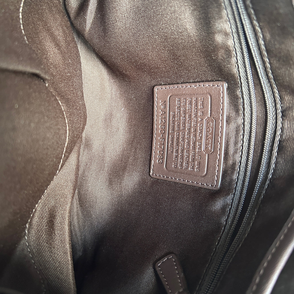 Coach Soho Pleated Signature Khaki Brown Canvas Leather Shoulder Bag F17093