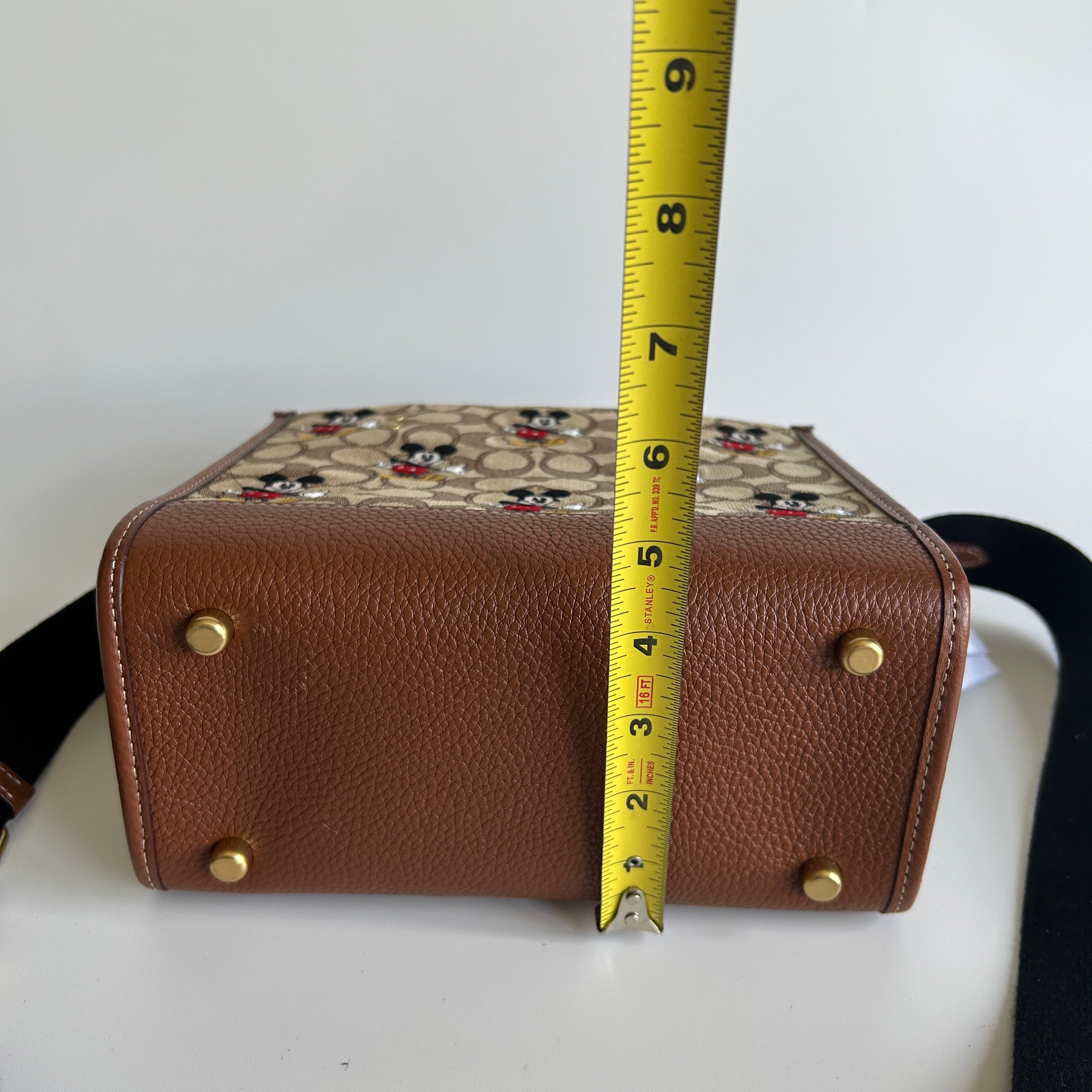 Disney Coach Dempsey Tote 22 Mickey Mouse Khaki Leather Bag NEW CM199