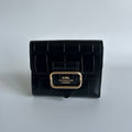 Coach Morgan Black Croc Embossed Leather Small Wallet Excellent