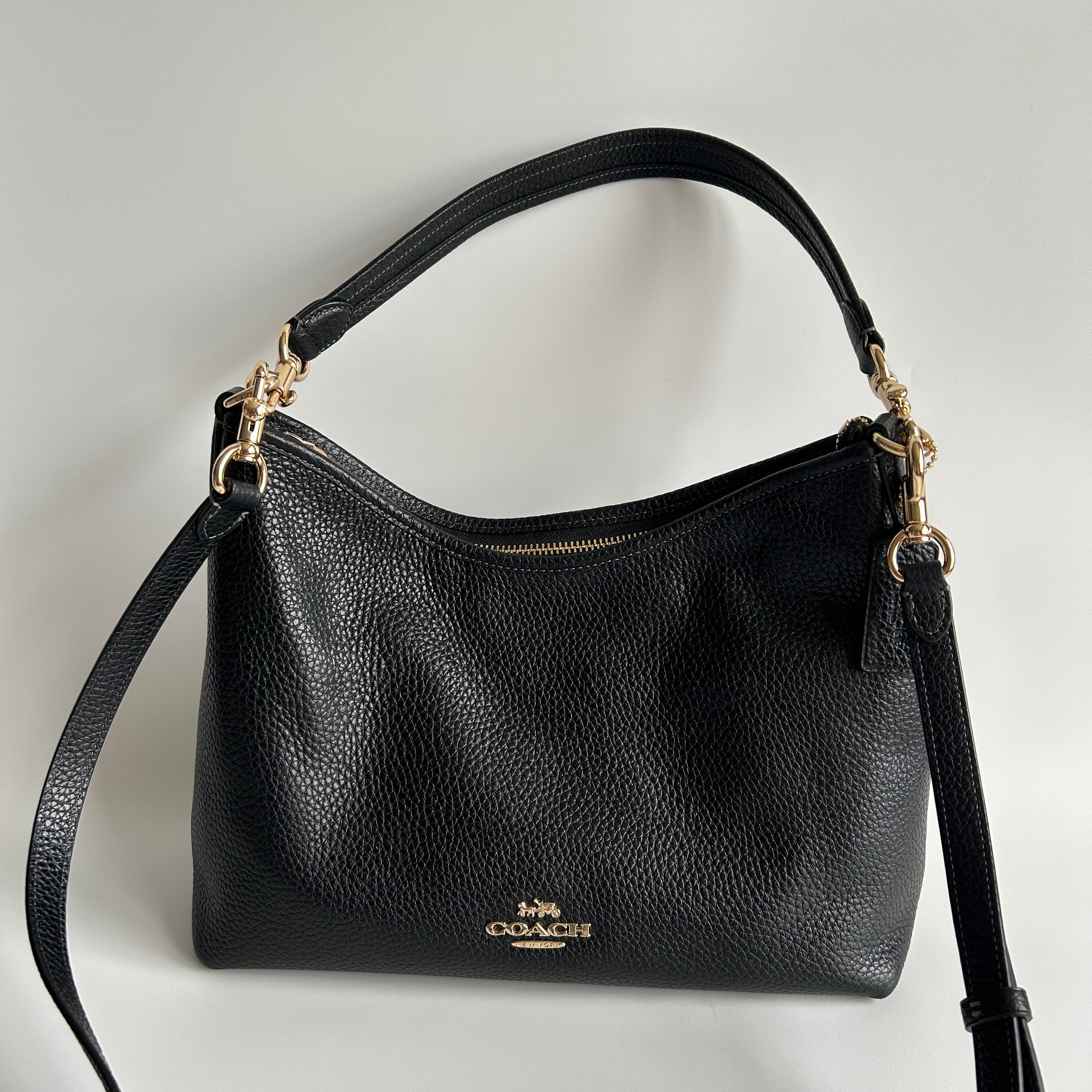 Coach Laurel Black Pebbled Leather Shoulder Bag CR148 Excellent