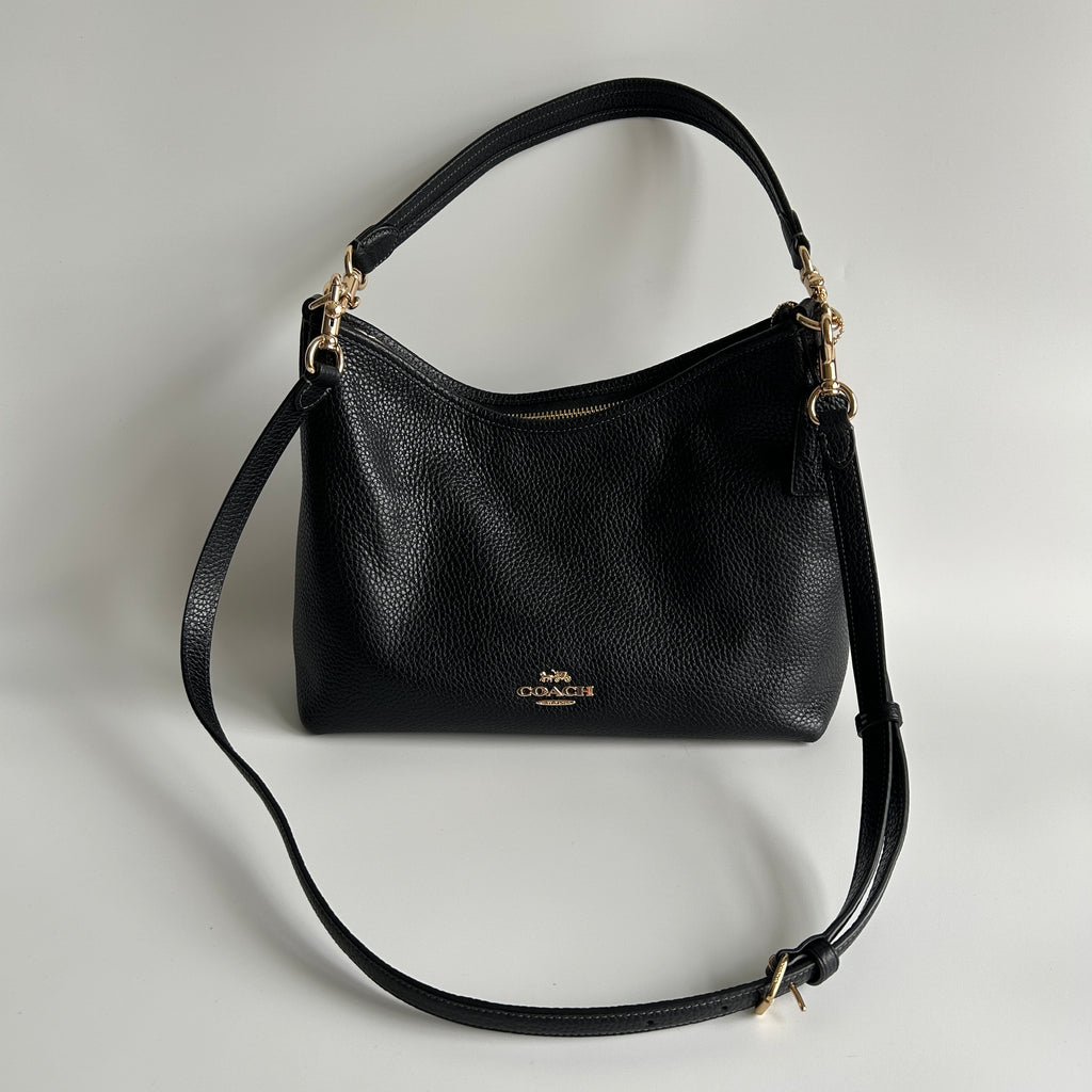 Coach Laurel Black Pebbled Leather Shoulder Bag CR148 Excellent