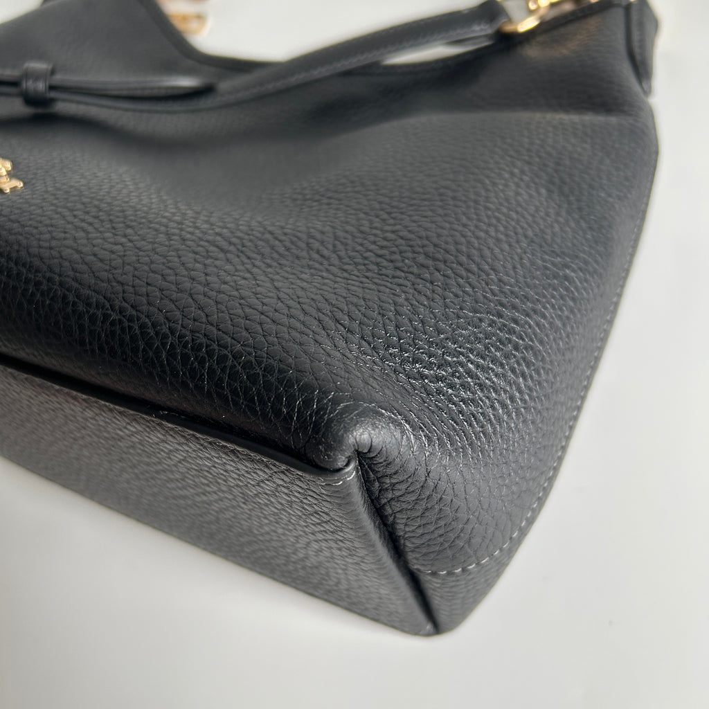 Coach Laurel Black Pebbled Leather Shoulder Bag CR148 Excellent