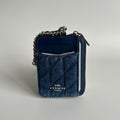 Coach Zip Card Case Denim Quilted Leather Wallet New