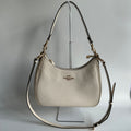 Coach Teri Hobo Chalk White Pebbled Leather Shoulder Bag Excellent