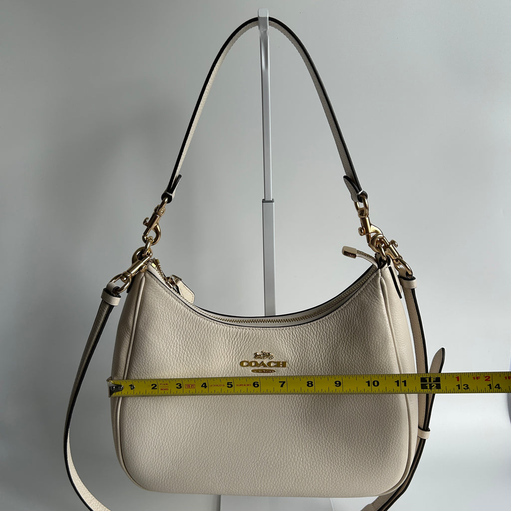 Coach Teri Hobo Chalk White Pebbled Leather Shoulder Bag Excellent