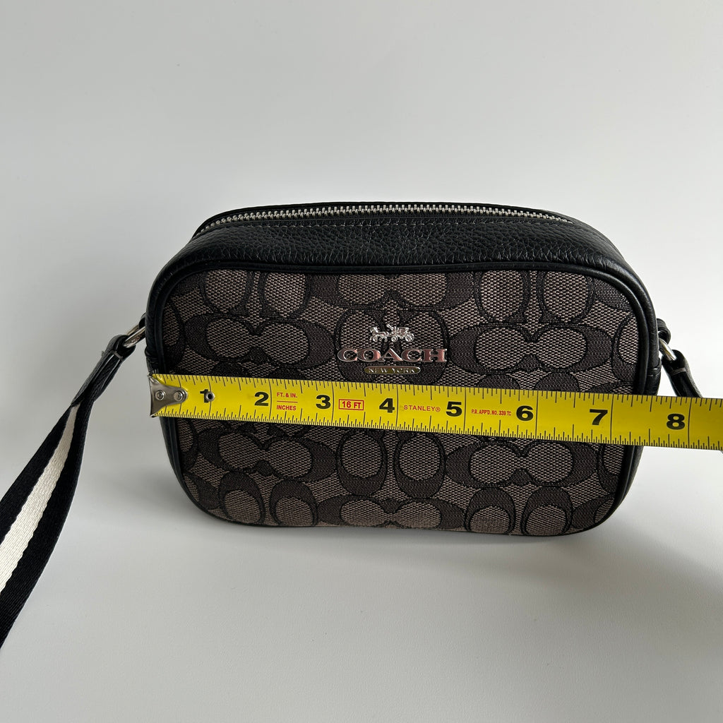 Coach Jamie Camera Bag Charcoal Black Signature Leather Crossbody Excellent