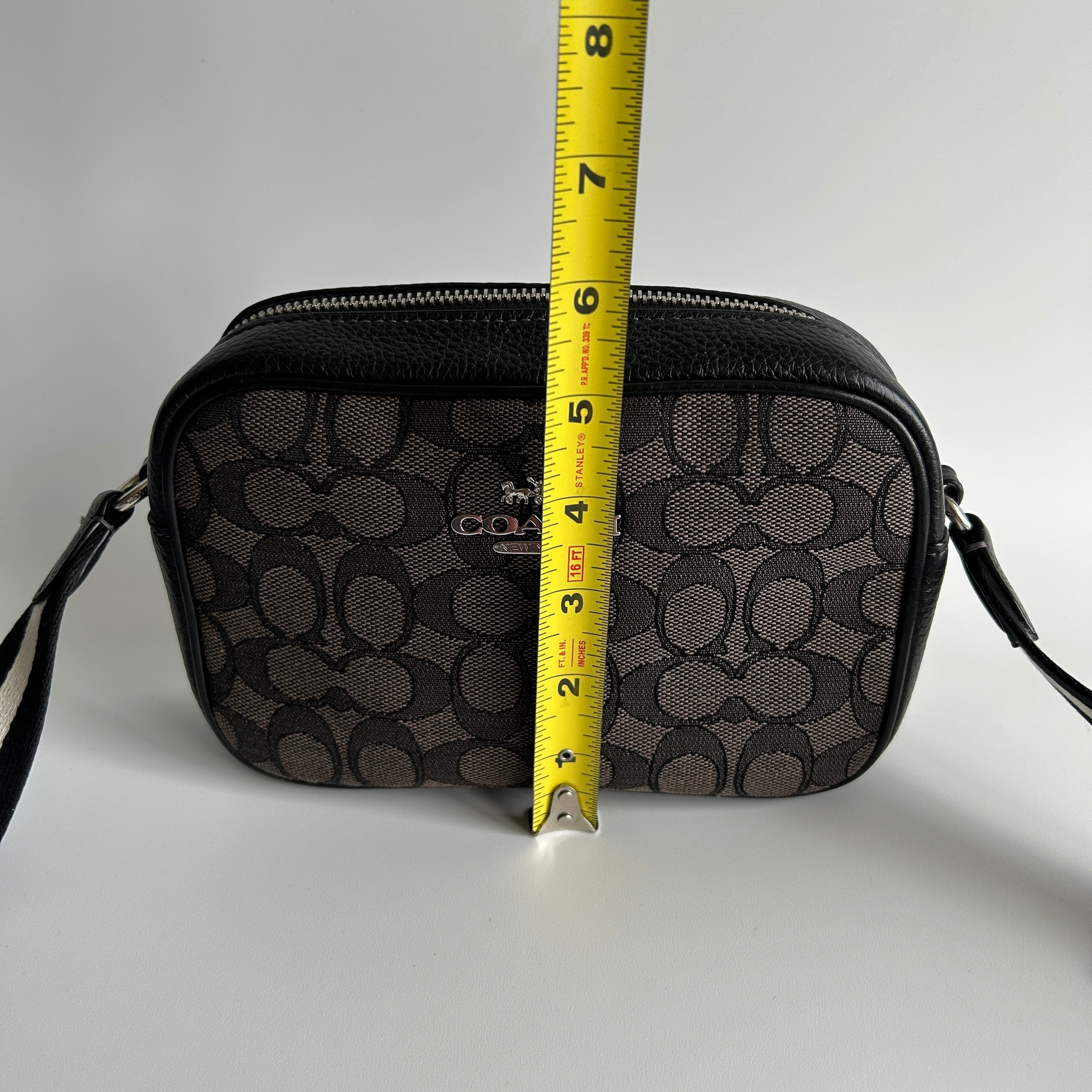Coach Jamie Camera Bag Charcoal Black Signature Leather Crossbody Excellent