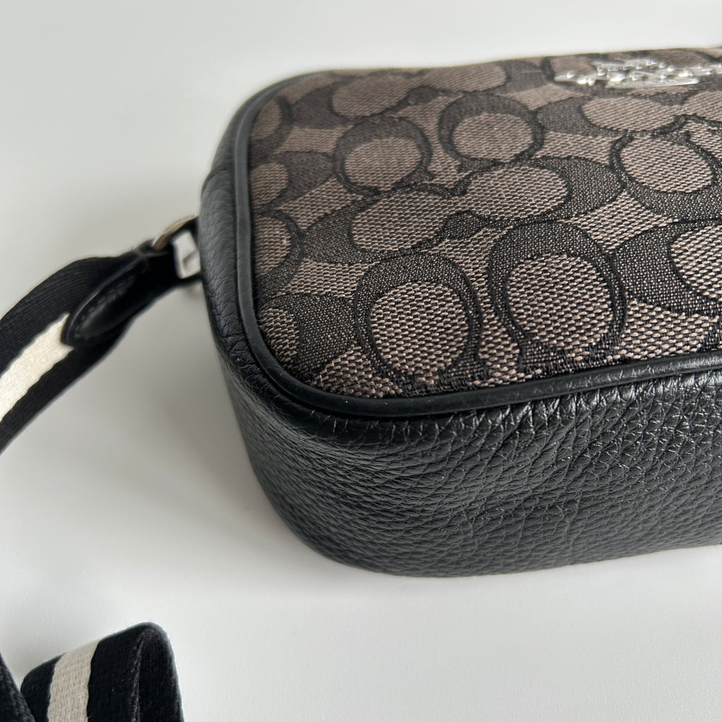 Coach Jamie Camera Bag Charcoal Black Signature Leather Crossbody Excellent