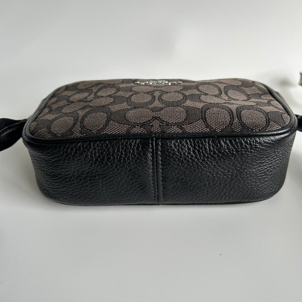 Coach Jamie Camera Bag Charcoal Black Signature Leather Crossbody Excellent