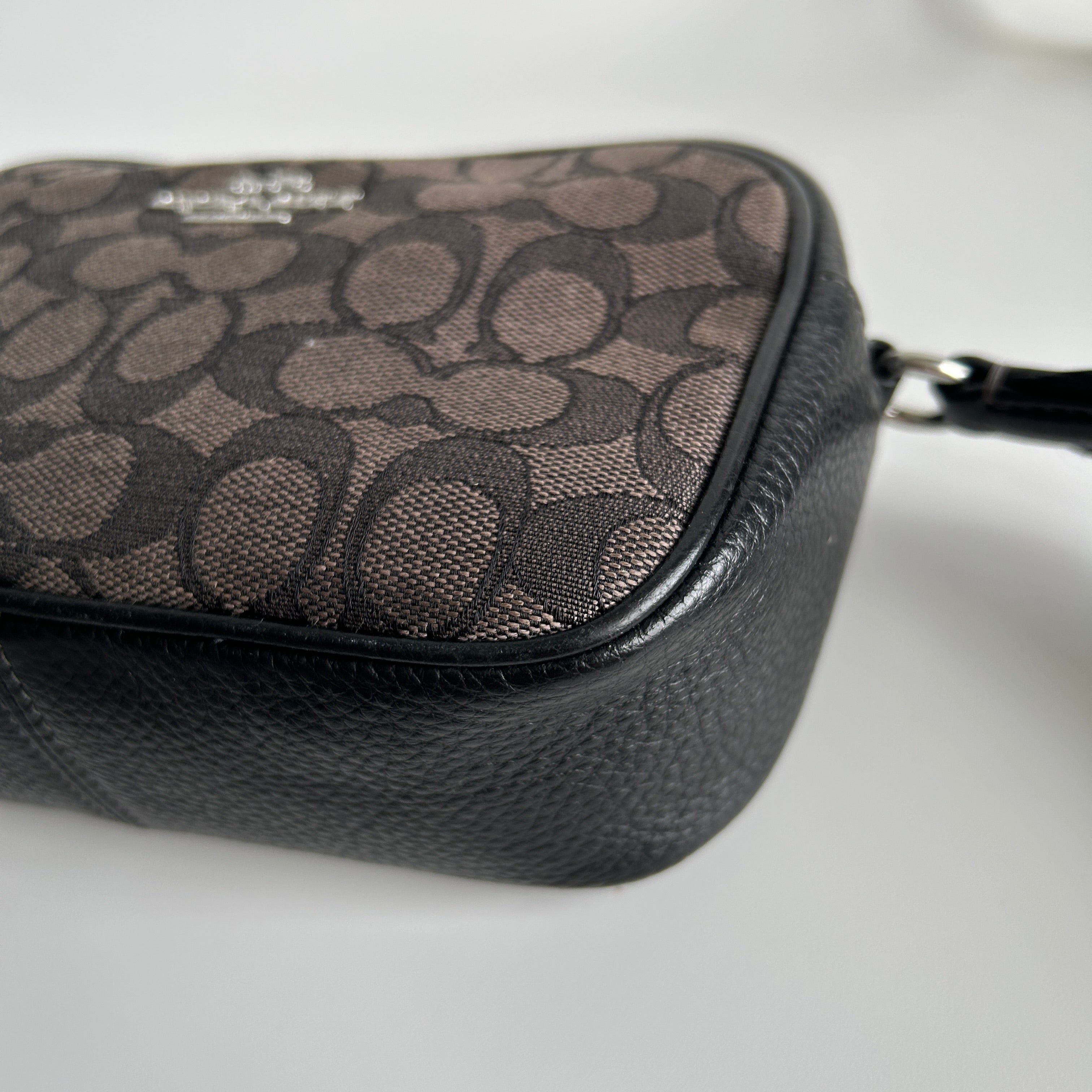 Coach Jamie Camera Bag Charcoal Black Signature Leather Crossbody Excellent
