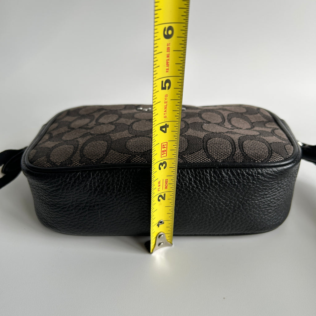 Coach Jamie Camera Bag Charcoal Black Signature Leather Crossbody Excellent