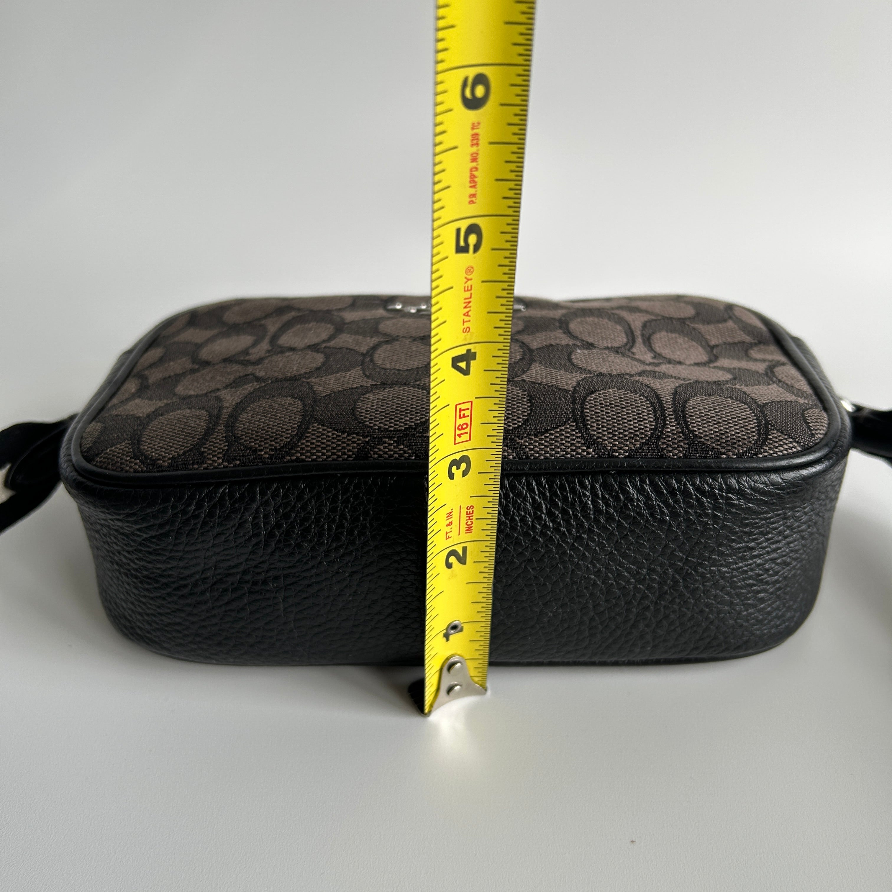 Coach Jamie Camera Bag Charcoal Black Signature Leather Crossbody Excellent