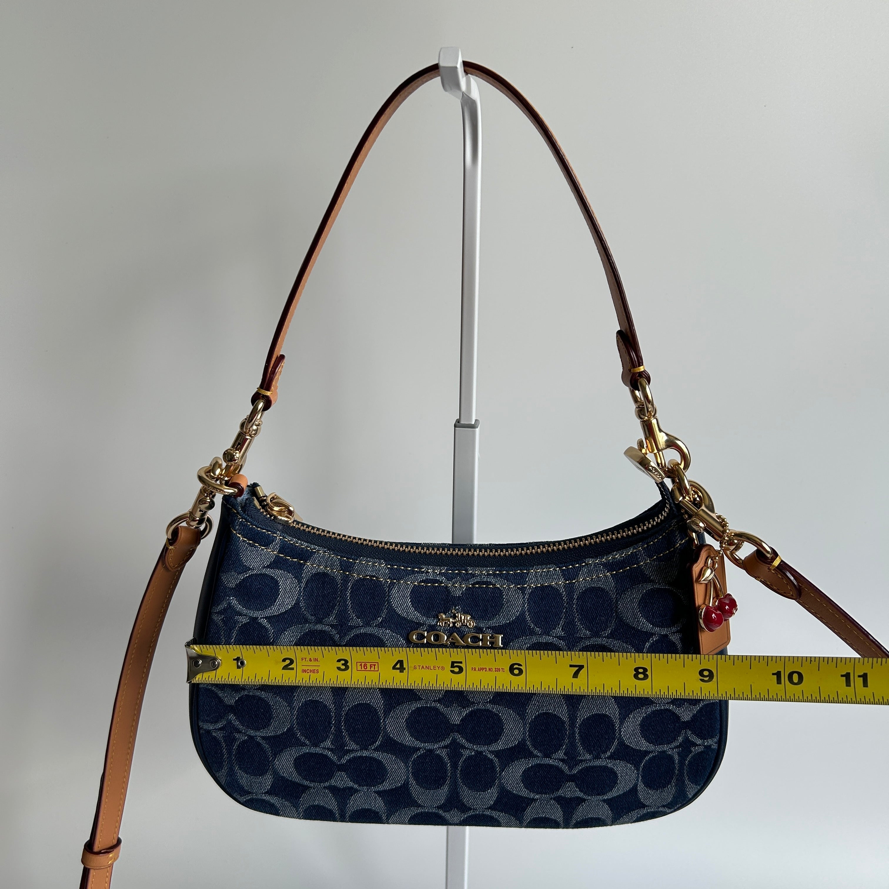 Coach Teri Indigo Signature Denim Leather Shoulder Bag Excellent