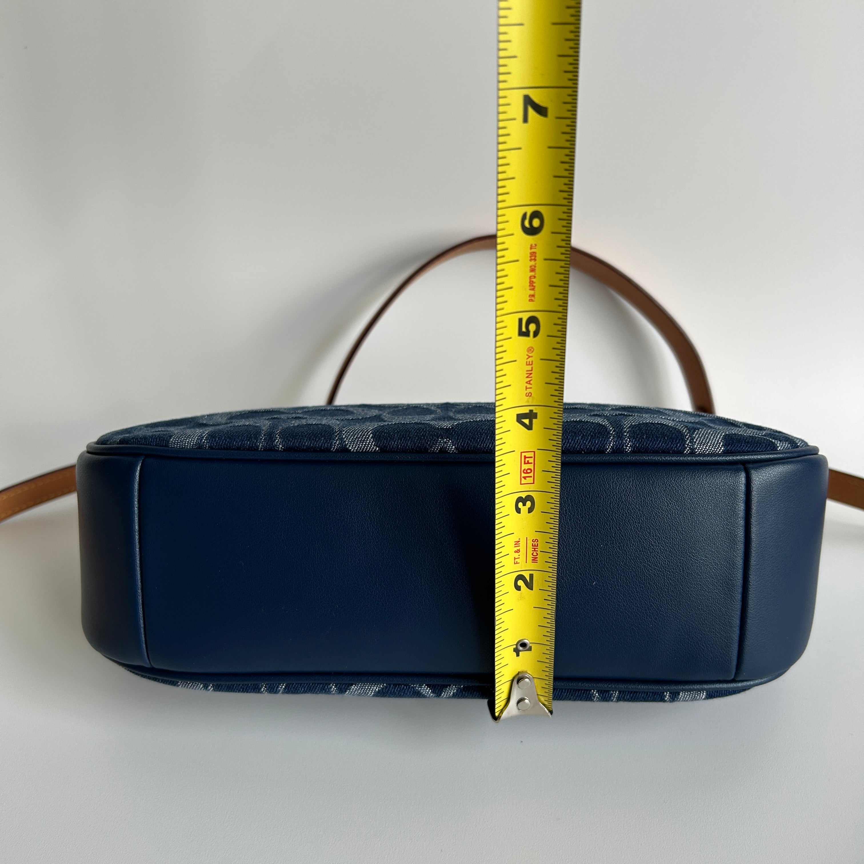 Coach Teri Indigo Signature Denim Leather Shoulder Bag Excellent