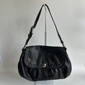 Coach Soho Pleated Flap Black Pebbled Leather Shoulder Bag Good