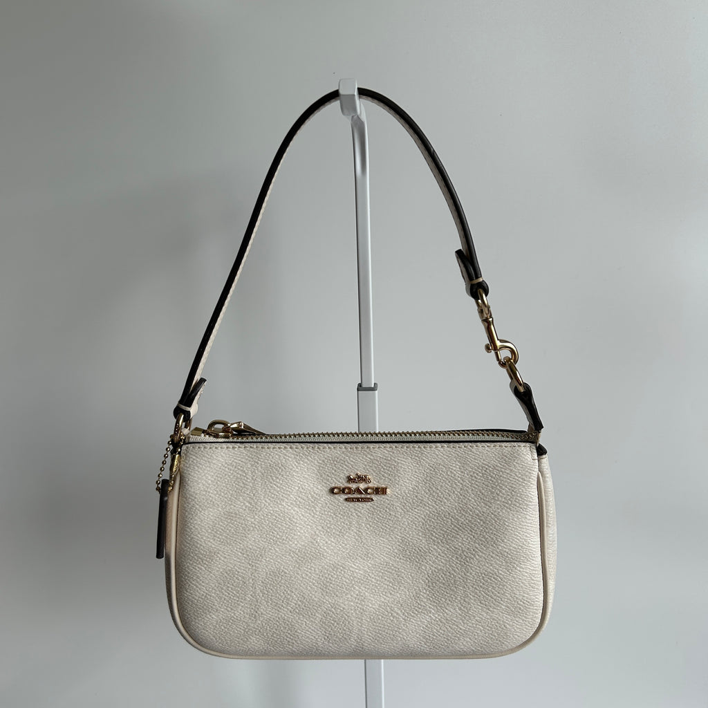 Coach Nolita 19 Chalk White Pebbled Leather Shoulder Bag Excellent