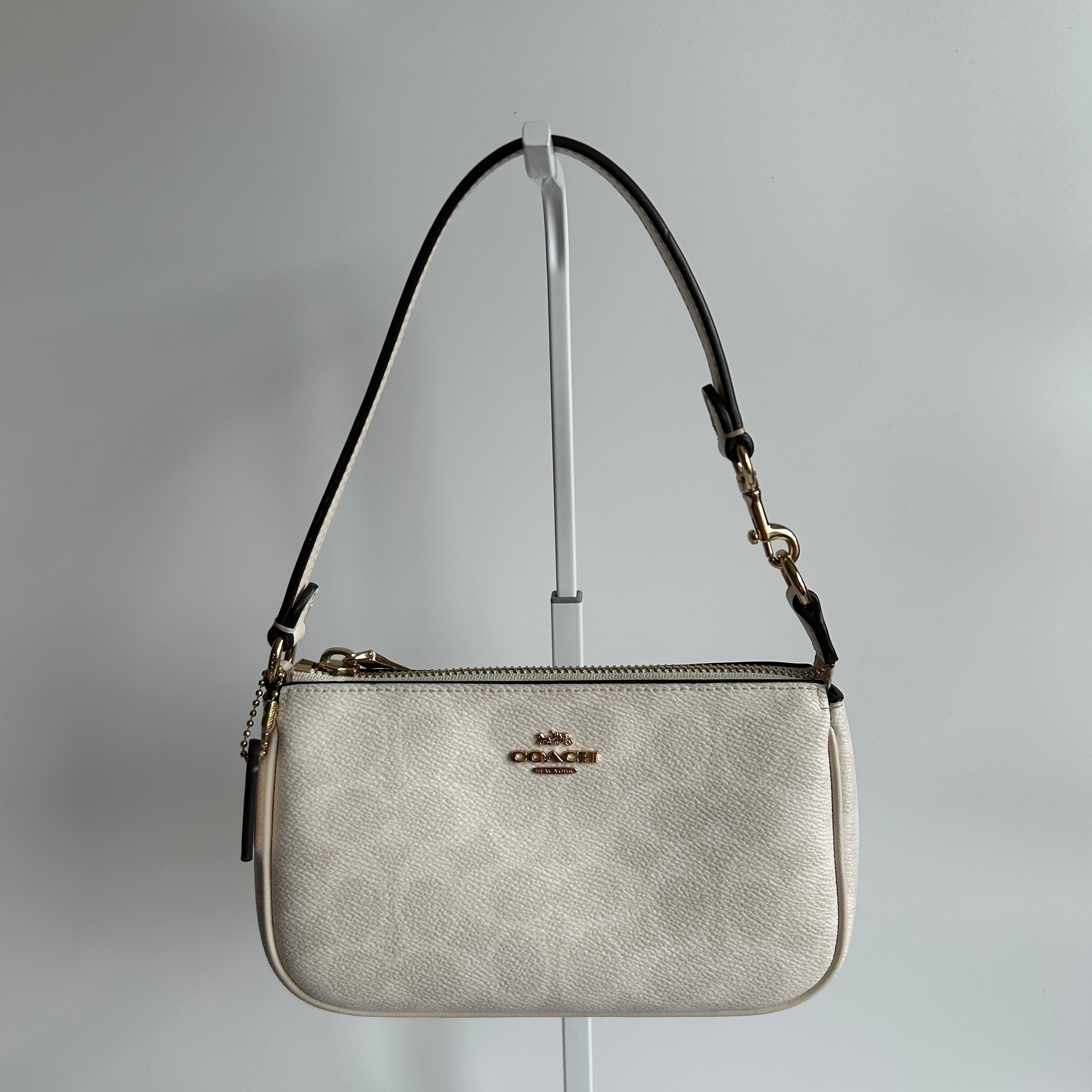 Coach Nolita 19 Chalk White Pebbled Leather Shoulder Bag Excellent
