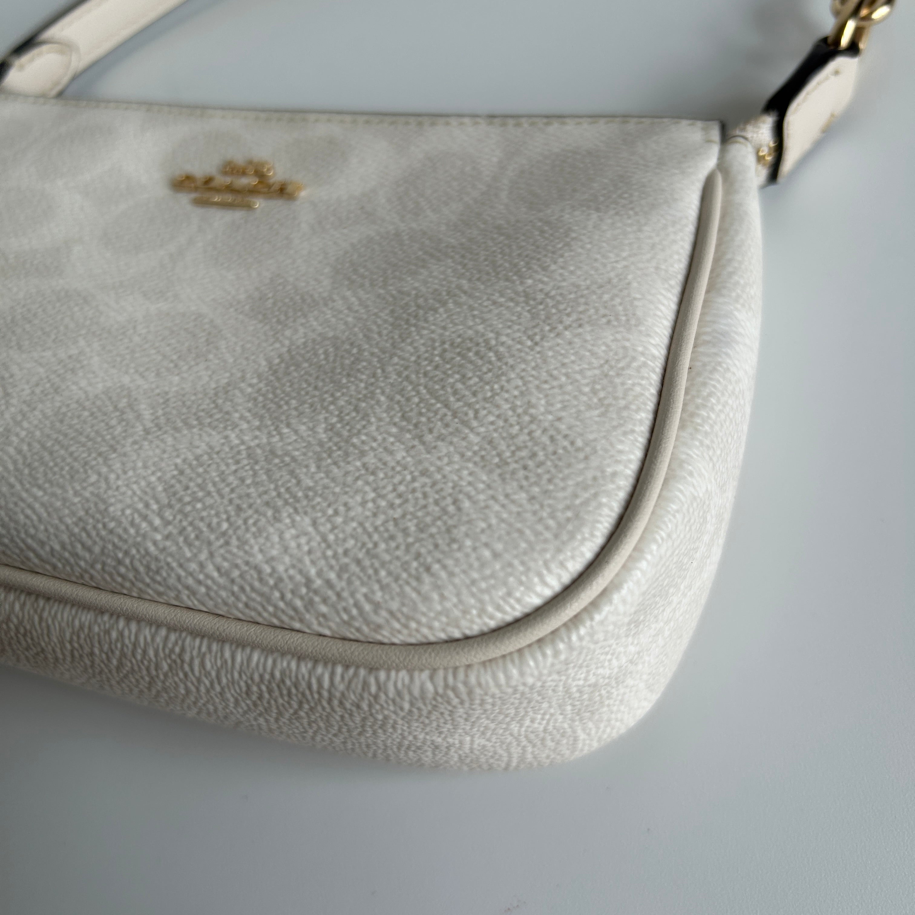 Coach Nolita 19 Chalk White Pebbled Leather Shoulder Bag Excellent