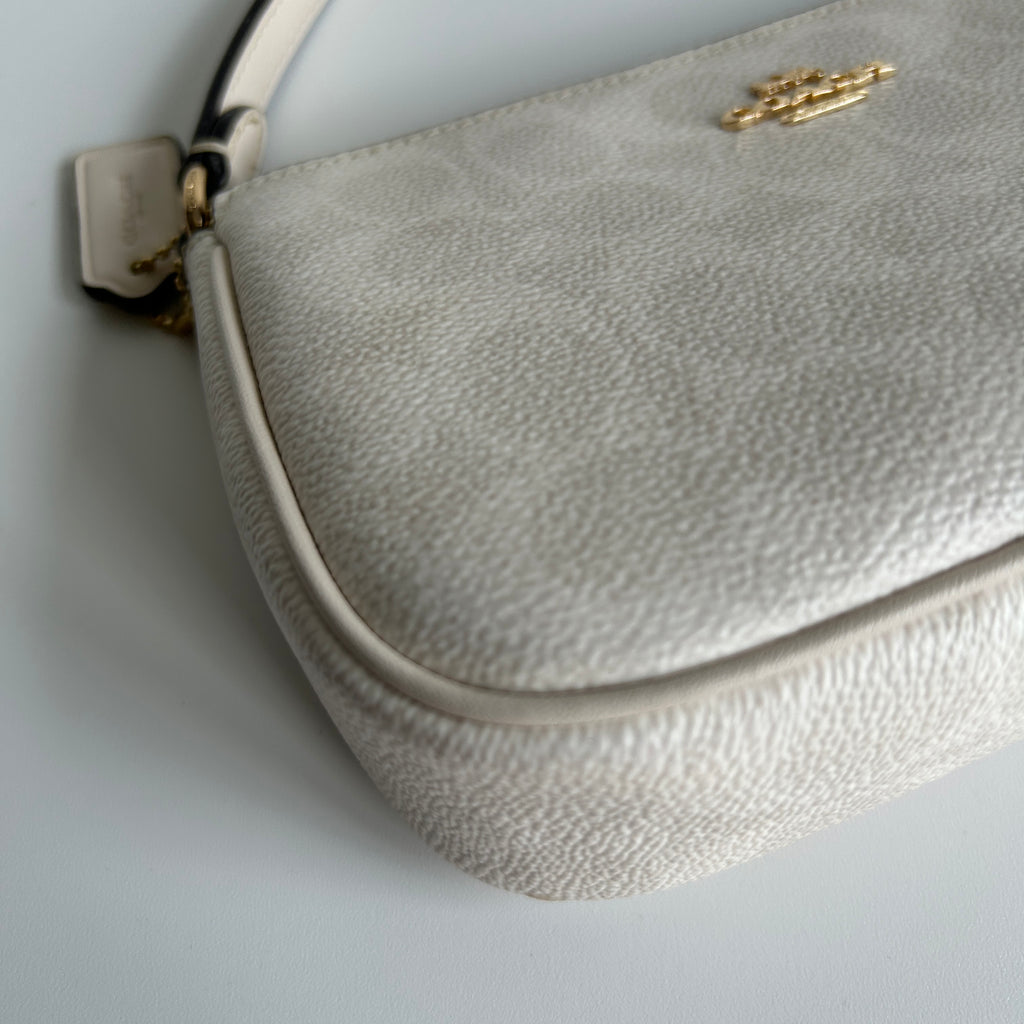 Coach Nolita 19 Chalk White Pebbled Leather Shoulder Bag Excellent