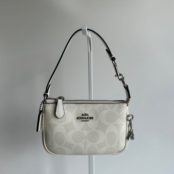 Coach Nolita 15 Chalk White Signature Canvas Wristlet Bag Excellent