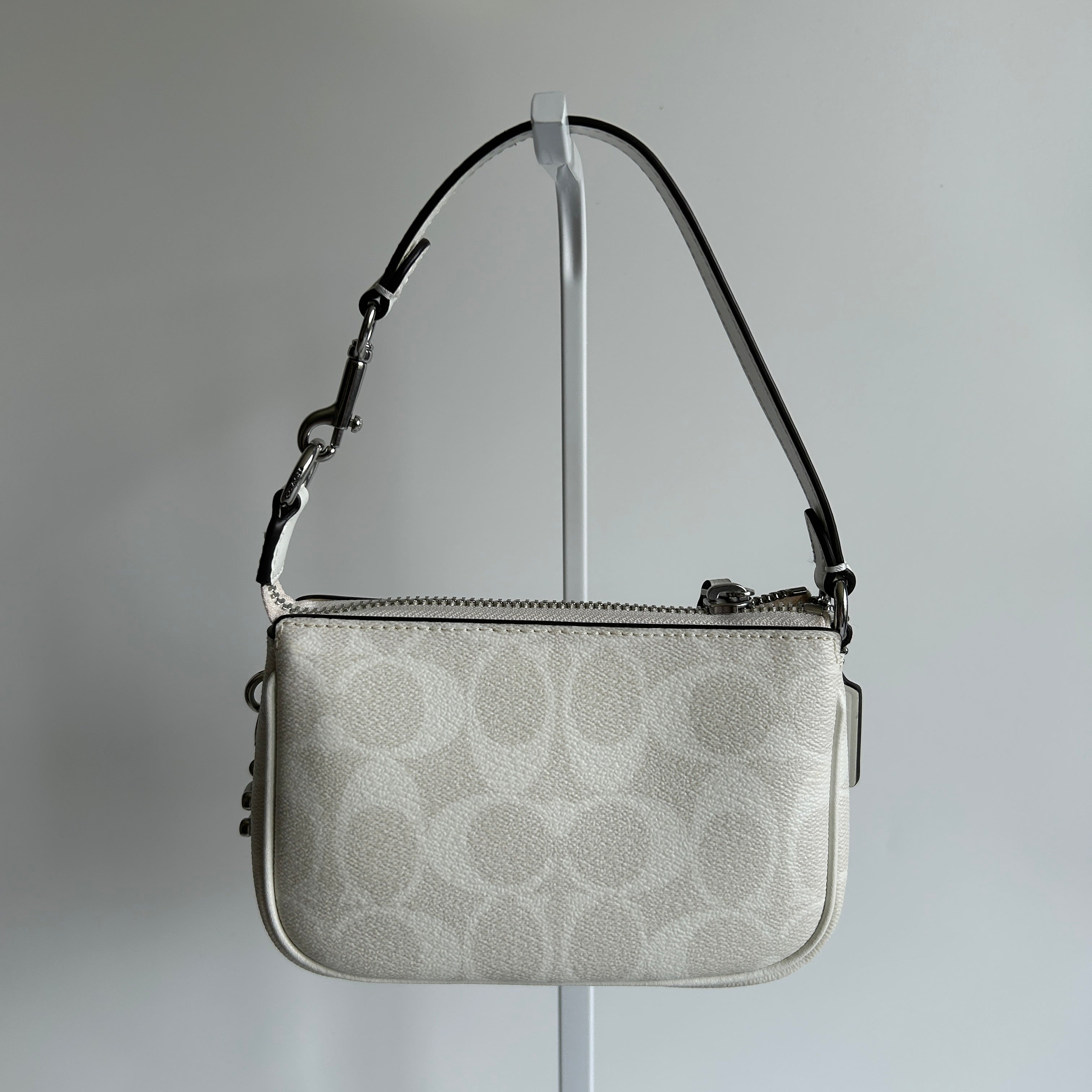 Coach Nolita 15 Chalk White Signature Canvas Wristlet Bag Excellent