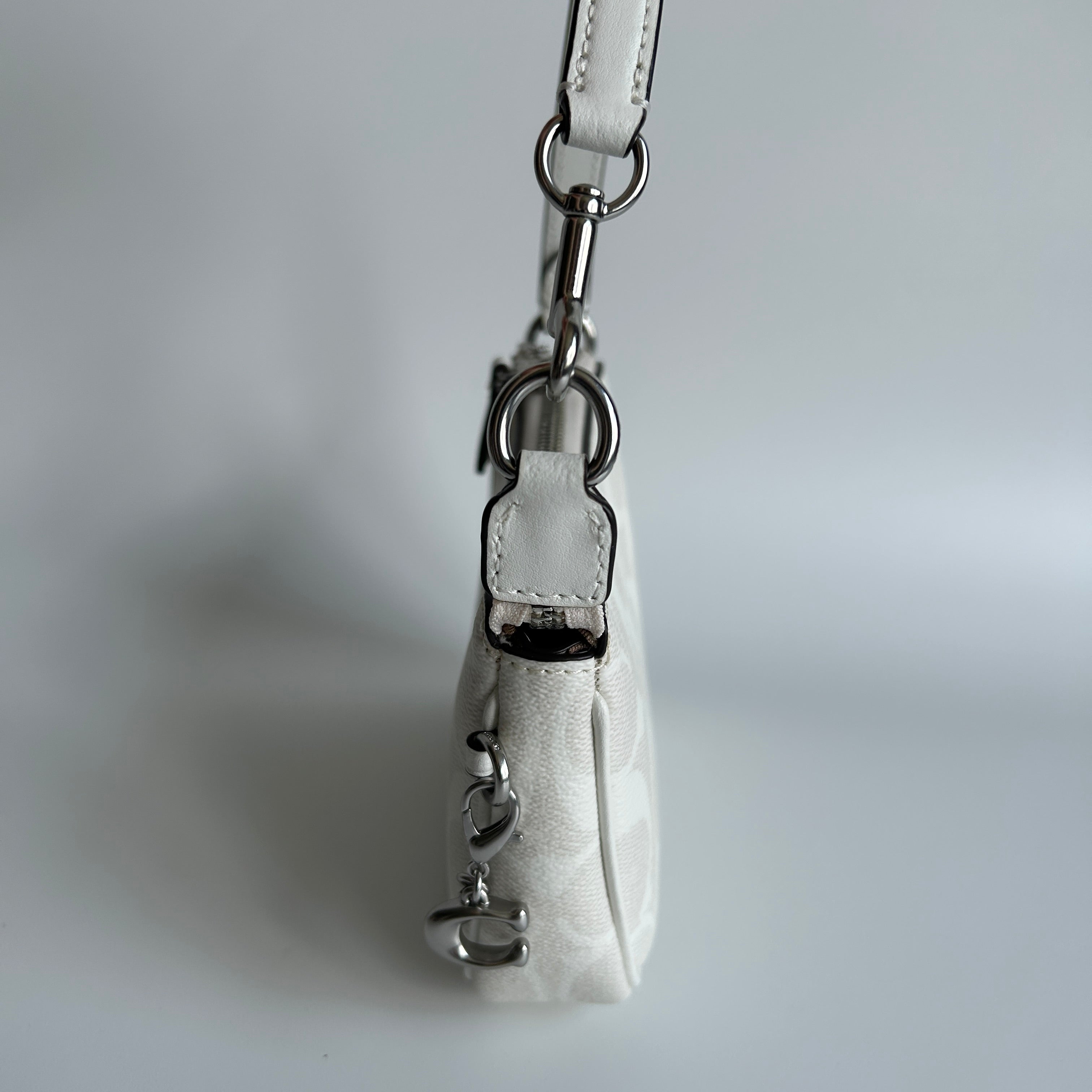 Coach Nolita 15 Chalk White Signature Canvas Wristlet Bag Excellent