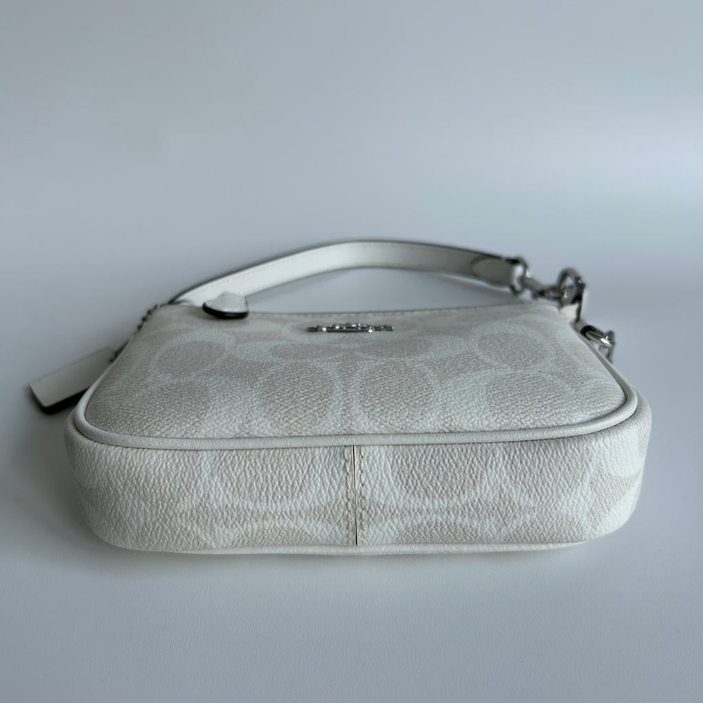 Coach Nolita 15 Chalk White Signature Canvas Wristlet Bag Excellent