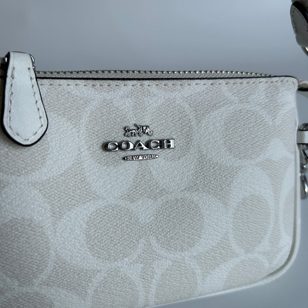 Coach Nolita 15 Chalk White Signature Canvas Wristlet Bag Excellent