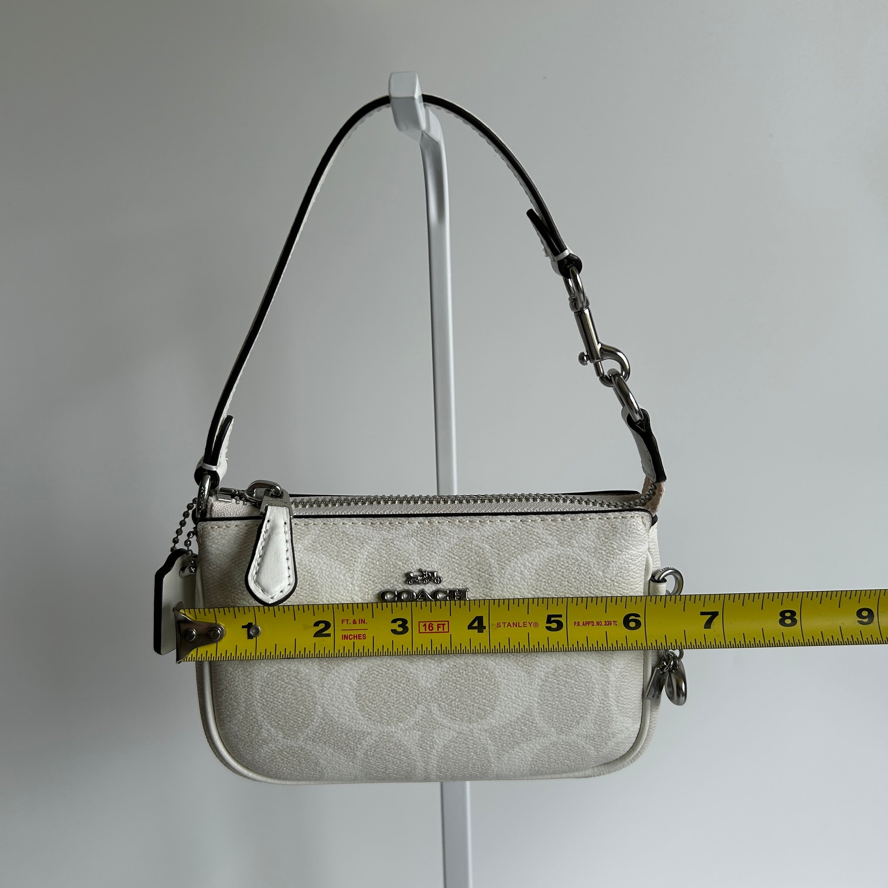 Coach Nolita 15 Chalk White Signature Canvas Wristlet Bag Excellent