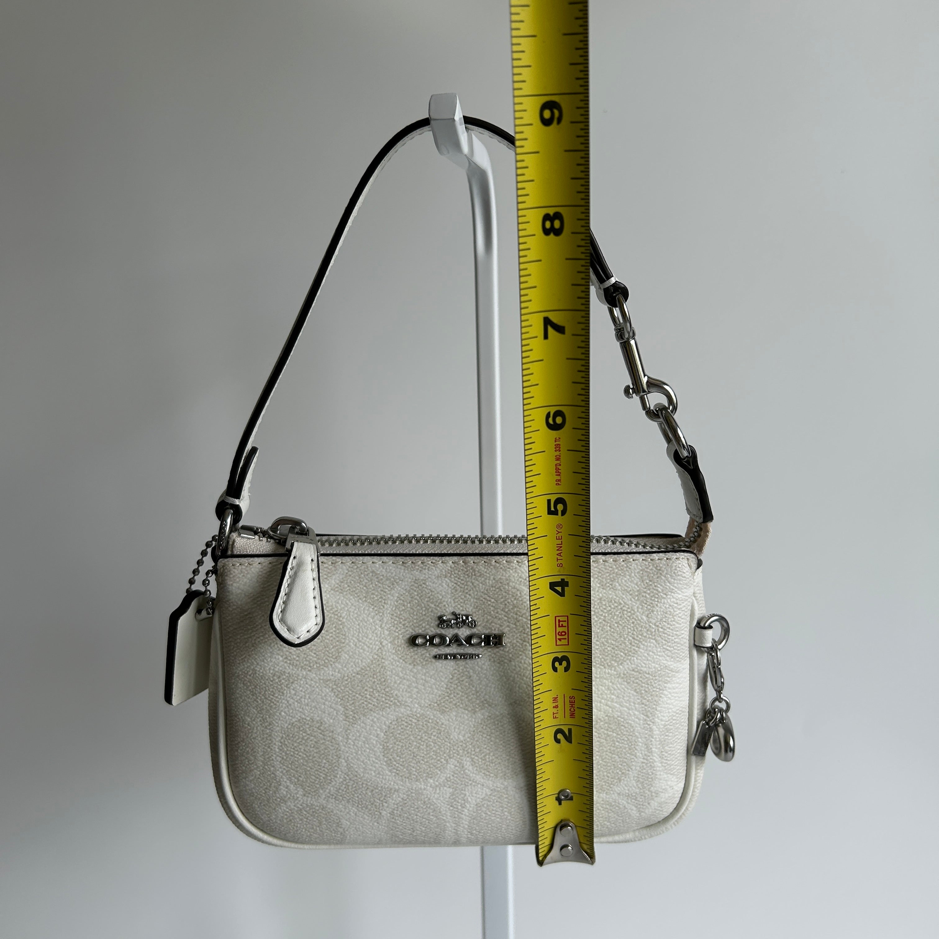 Coach Nolita 15 Chalk White Signature Canvas Wristlet Bag Excellent
